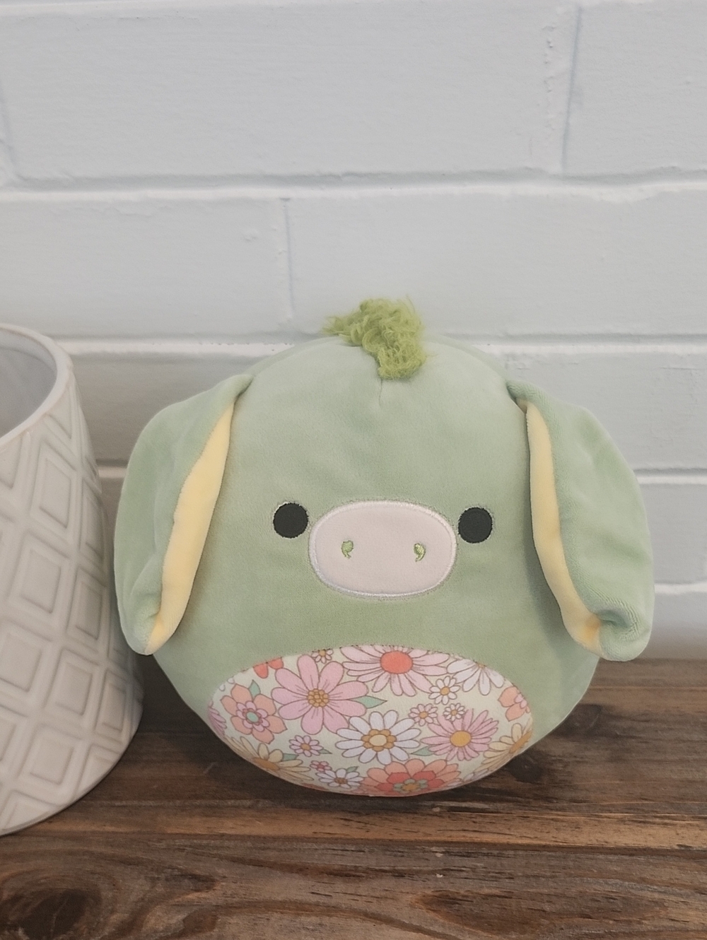 Squishmallow Light Green Pig With Floral Design